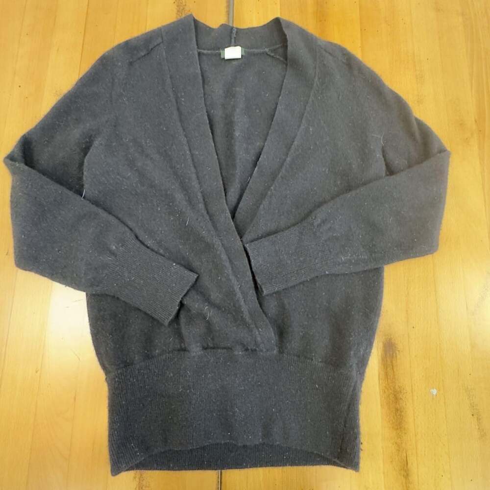 J.Crew Wool Cashmere Cardigan Size M Charcoal Gray Wrap Sweater